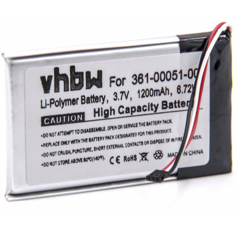 Vhbw - Akku Ersatz für Garmin 361-00051-01, 361-00051-02, 361-00051-00 für gps Navigation Navi (1200 mAh, 3,7 v, Li-Ion)