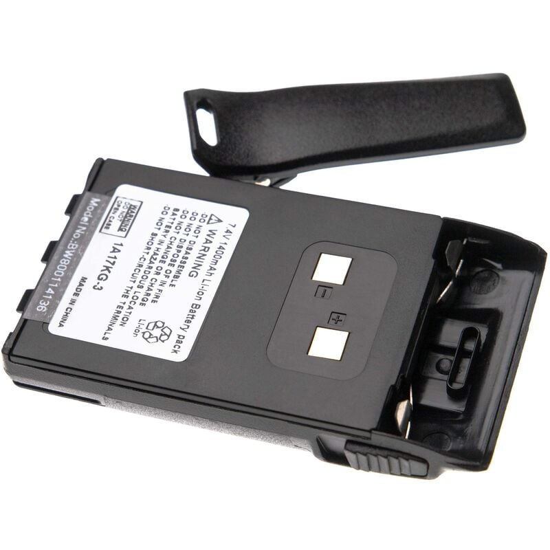 Vhbw - Akku kompatibel mit Albrecht DB270, DB271 Funkgerät, Walkie Talkie (1400 mAh, 7,4 v, Li-Ion) + Gürtelclip