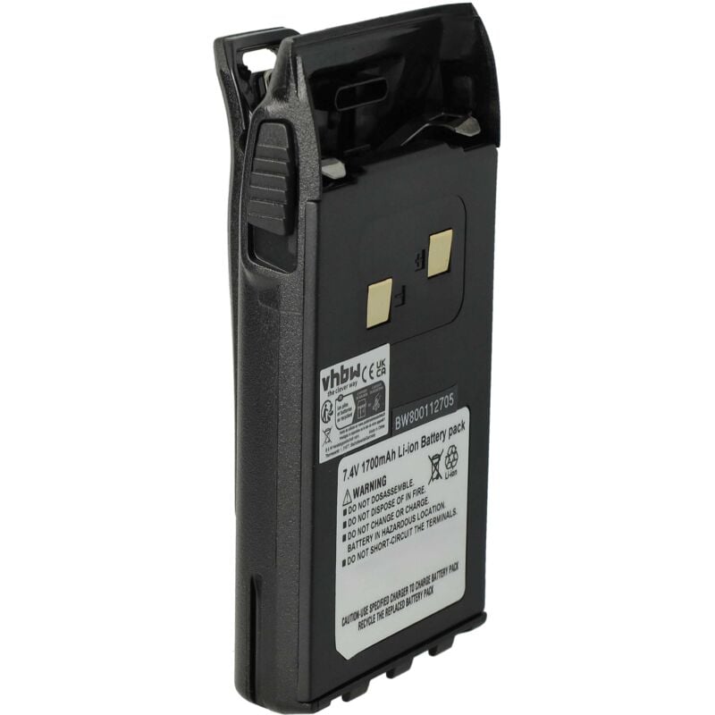 Vhbw - 1x Akku kompatibel mit Albrecht DB270, DB271 Funkgerät, Walkie Talkie (1700 mAh, 7,4 v, Li-Ion) + Gürtelclip