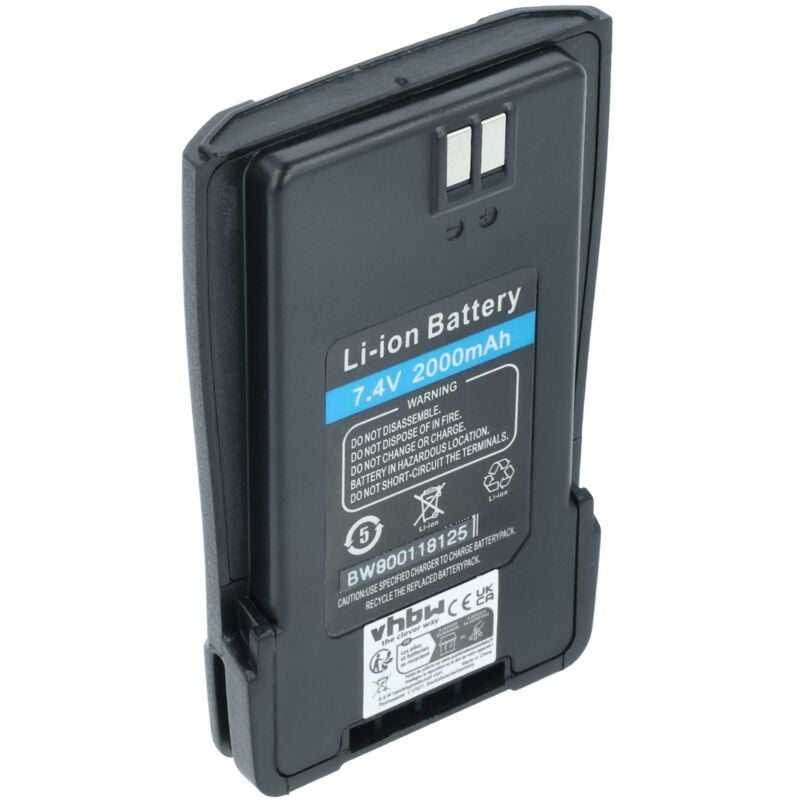 vhbw Akku kompatibel mit Baofeng UV-6, UV-6R Funkgerät, Walkie Talkie (2000mAh, 7,4V, Li-Ion)