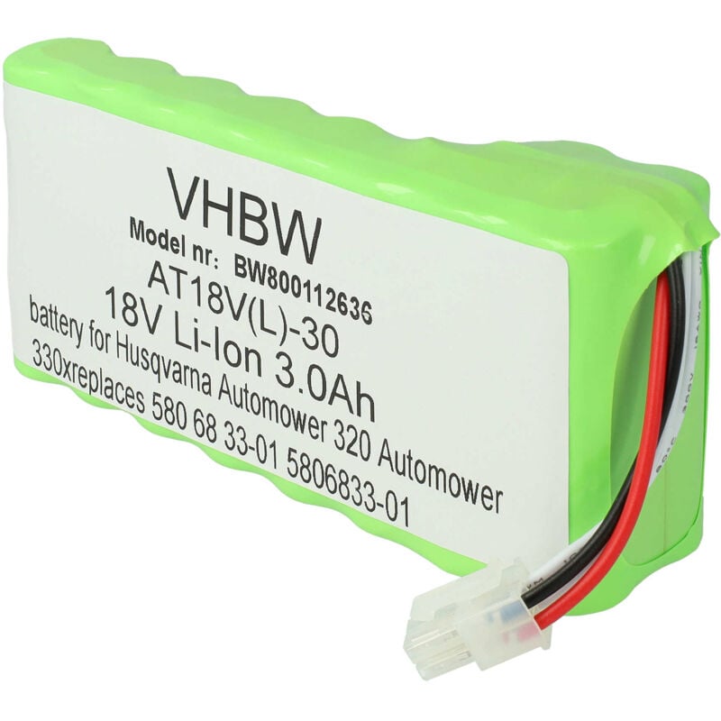 Vhbw - Akkupack kompatibel mit Husqvarna Automower 440 bis bj 2019/2020, 450X bis bj 2019/2020 Rasenroboter (3000mAh 18V Li-Ion)