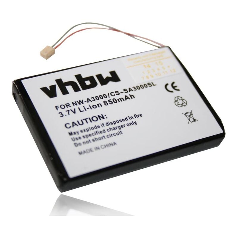 Vhbw - Akku kompatibel mit Sony NW-A3000 MP3-Player Musik Player (850 mAh, 3,7 v, Li-Ion)