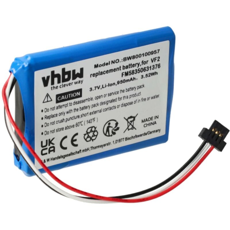 Vhbw - Akku kompatibel mit TomTom One 140, 140S us, 140S, 4EK0.001.02, 1EK0.052.02 gps Navigation Navi (950 mAh, 3,7 v, Li-Ion) - Ersatz für