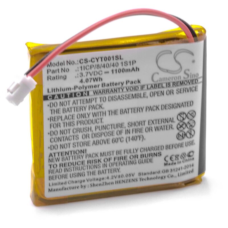 Vhbw - Akku Ersatz für Coyote 1ICP/8/40/40 1S1P für gps Navigation Navi (1100mAh, 3,7V, Li-Polymer)