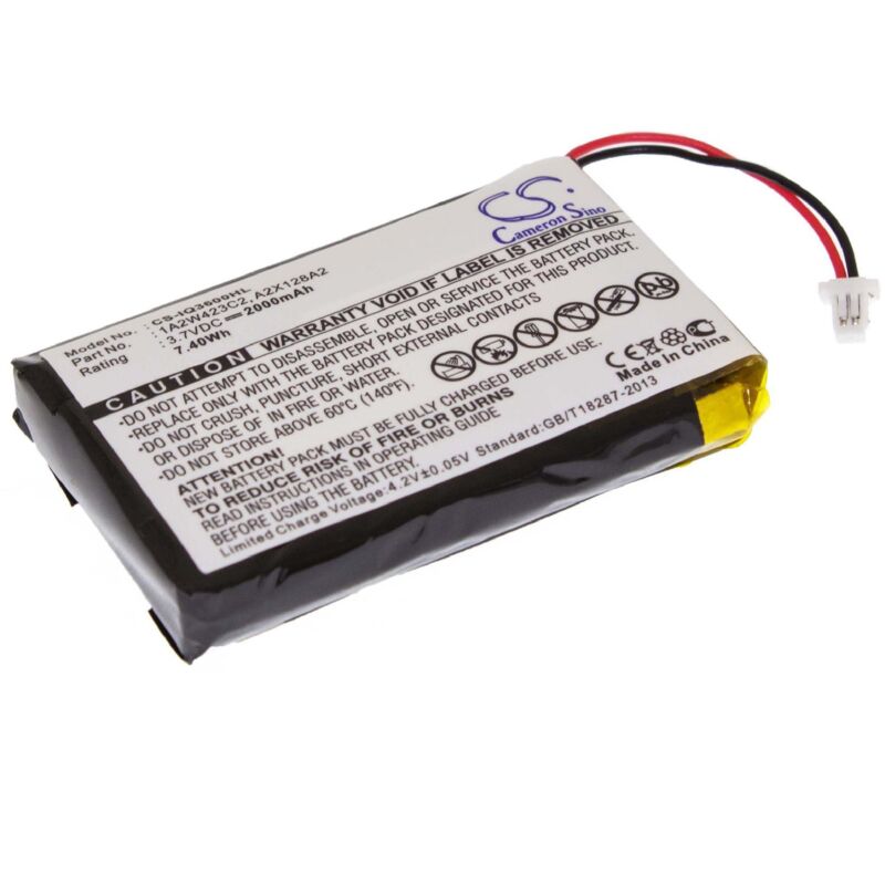 Vhbw - 1x Akku kompatibel mit Garmin Ique 3600, 3200, 3600a gps Navigation Navi (2000 mAh, 3,7 v, Li-Polymer) - Ersatz für 1A2W423C2, A2X128A2