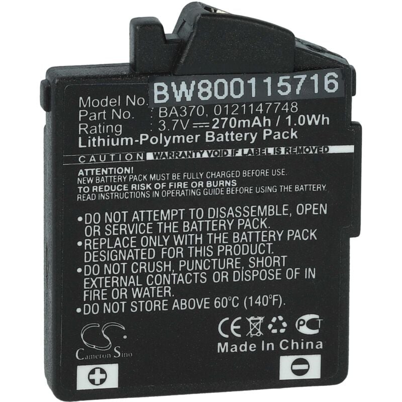 Vhbw - Akku kompatibel mit Sennheiser pxc 310, px 360 bt, pxc 360 bt, pxc 310 bt Wireless Headset Kopfhörer (270 mAh, 3,7 v, Li-Polymer)