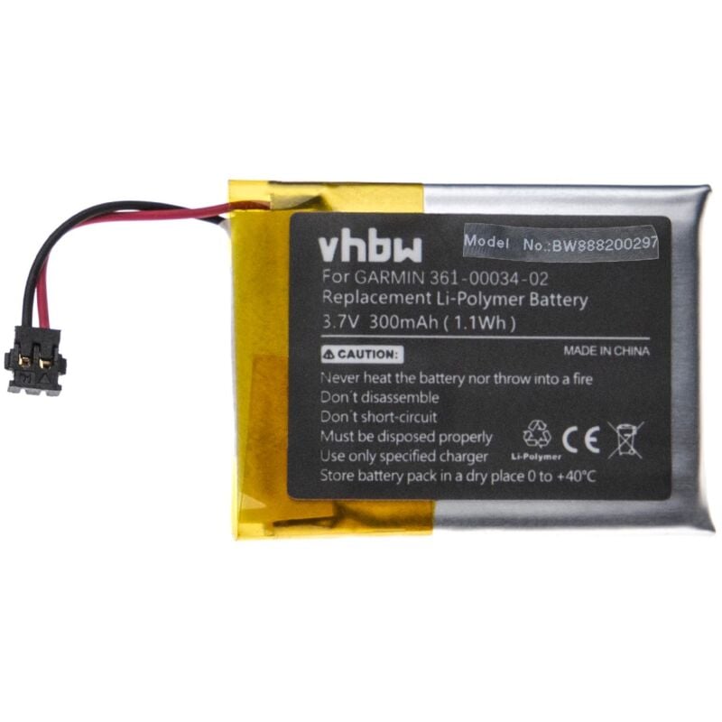 Vhbw - Akku kompatibel mit Garmin Fenix 3 hr, 3 Smartwatch Uhr Fitnessarmband (300 mAh, 3,7 v, Li-Polymer)