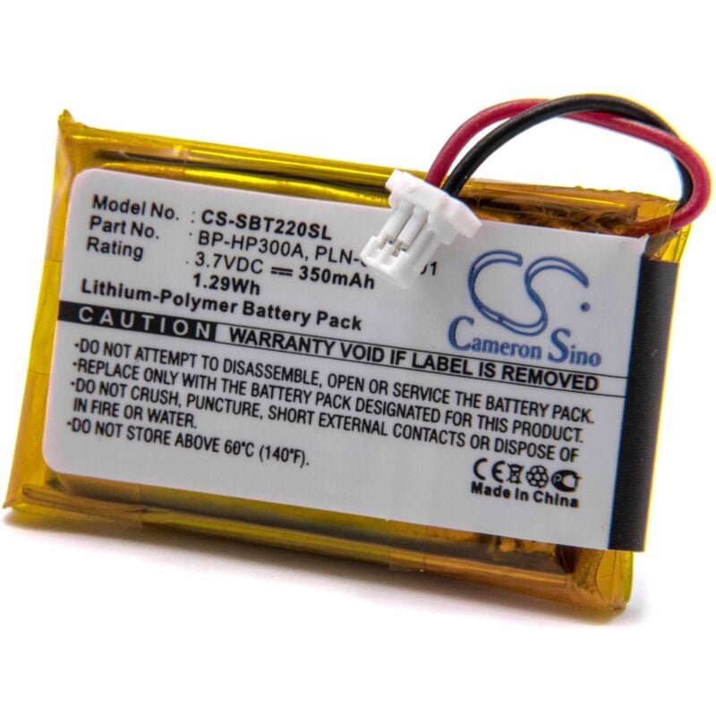 Vhbw - Akku kompatibel mit Sony DR-BT22IK, DR-BT22G, BT-22, DR-BT22, BT22 Wireless Headset Kopfhörer (350 mAh, 3,7 v, Li-Polymer)