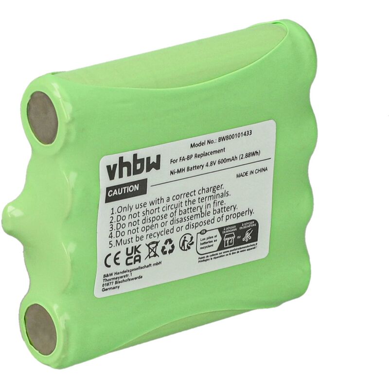 Vhbw - Akku kompatibel mit Cobra FRS70, FRS80, FRS85, FRS100, FRS104, FRS110, FRS115, FRS220, FRS235, FRS250, FRS300 Funkgerät (600mAh, 4,8V, NiMH)