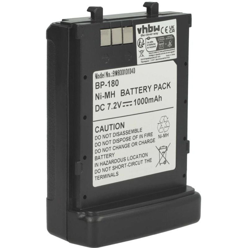 vhbw 1x Akku kompatibel mit Icom IC-W32A, IC-Z1E, TC-T42E, IC-Z1, IC-Z1A, TC-T22E, IC-W32TZ, IC-W32E Funkgerät, Walkie Talkie (1000 mAh, 7,2 V, NiMH)
