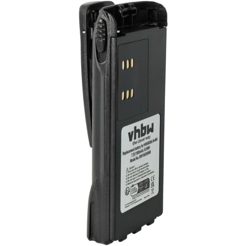 Vhbw - Akku kompatibel mit Motorola GP1280, GP140, GP240, GP280, GP320, GP328 Funkgerät, Walkie Talkie (1500mAh, 7,2V, NiMH) + Gürtelclip