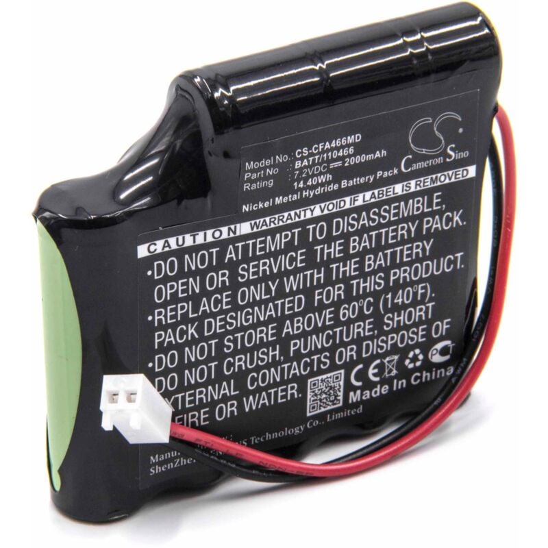 Vhbw - NiMH Akku 2000mAh (7.2V) kompatibel mit Medizin Technik, Muskelstimulator Cefar Myo reh AB4 Ersatz für BATT/110466, 120466.