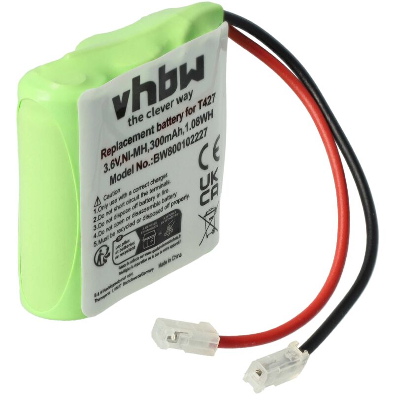 Vhbw - 1x Akku kompatibel mit Binatone E3300, E3300 Quad schnurlos Festnetz Telefon (300 mAh, 3,6 v, NiMH) - Ersatz für T427, 30AAAM3BMX
