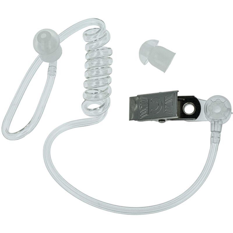 Vhbw - Security Schallschlauch Ohrhörer für alle gängigen Security-Headsets mit abgesetztem Akustik-Schallwandler - Weiß, Transparent, mit Clip