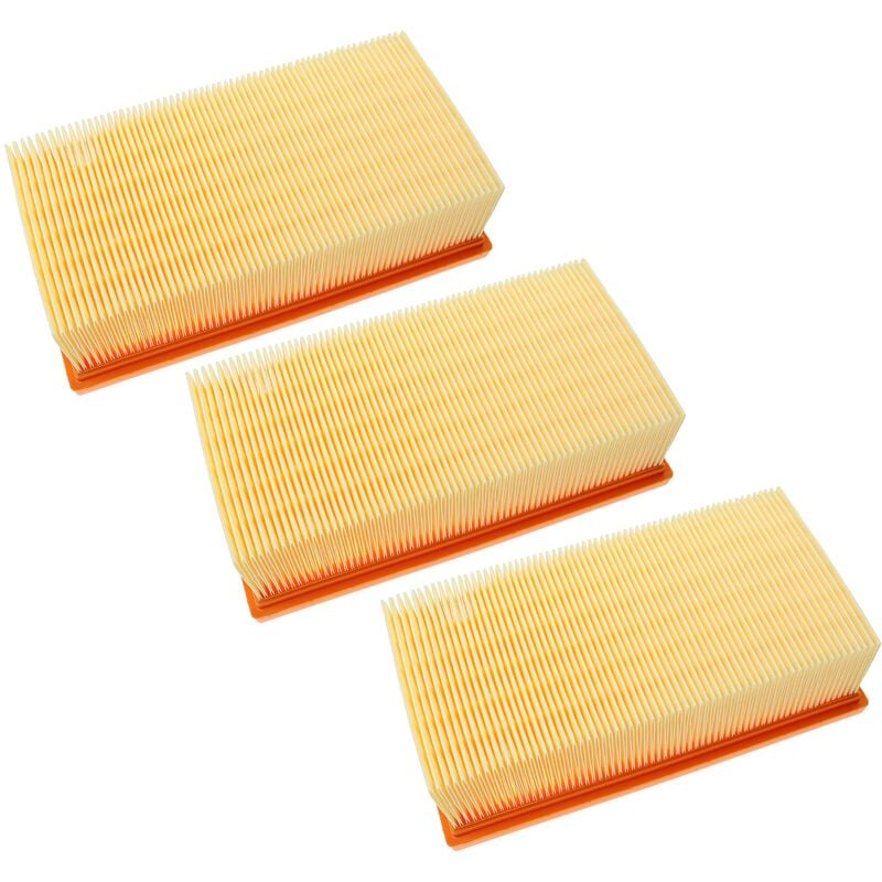 Set 3x Flachfaltenfilter kompatibel mit Kärcher k 2000 e, k 2000 te, k 3500 e Nass- und Trockensauger, Staubsauger - Filterelement - Vhbw