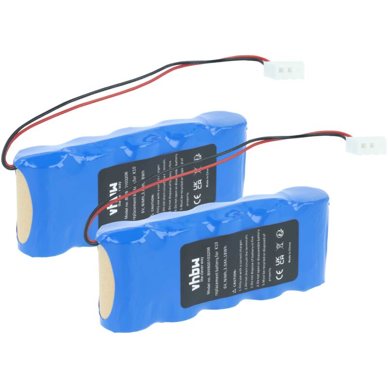 Vhbw - 2x Akku kompatibel mit Bosch Somfy D14, K10, K12, K8, K17 Elektrowerkzeug (3000 mAh, NiMH, 6 v)