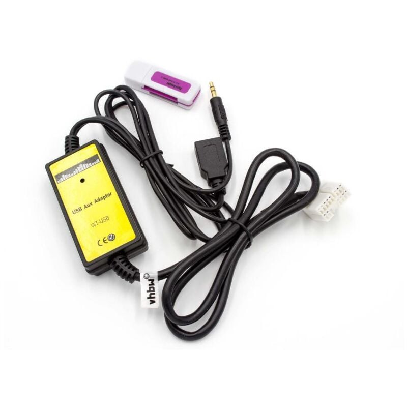 Aux usb Audio Adapter Kabel kfz Radio kompatibel mit Honda Bj. 2002-11 Fit, City Auto, Autoradio - usb - Vhbw