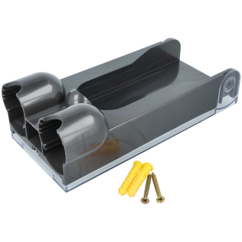 vhbw Wandhalterung kompatibel mit Dyson Cyclone V10 Animal Teleskoprohr 32 mm / 35 mm Durchmesser Staubsauger - Wandhalterung Grau