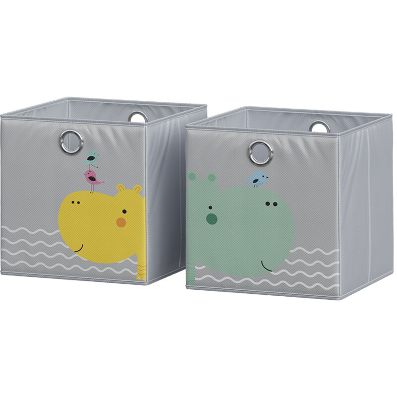 Faltbox , Grau (Bär & Nilpferd), 30 x 30 cm (Motiv Bär & Nilpferd) Vicco