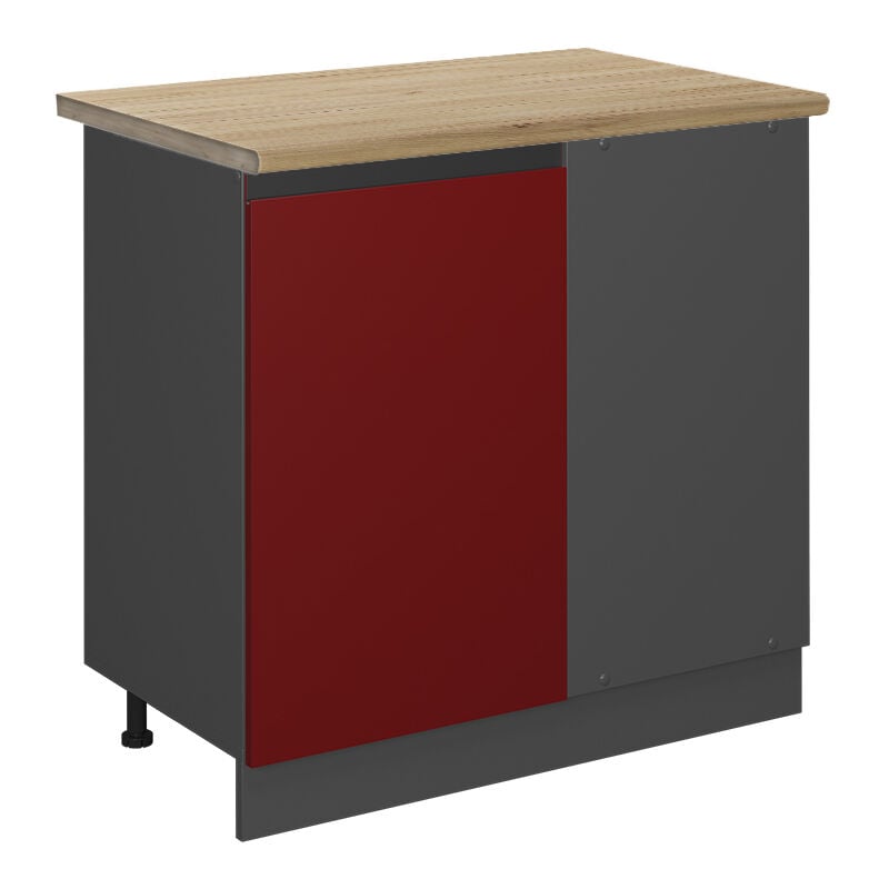 Vicco - Eckunterschrank R-Line, Rot, 86 cm, ap Eiche