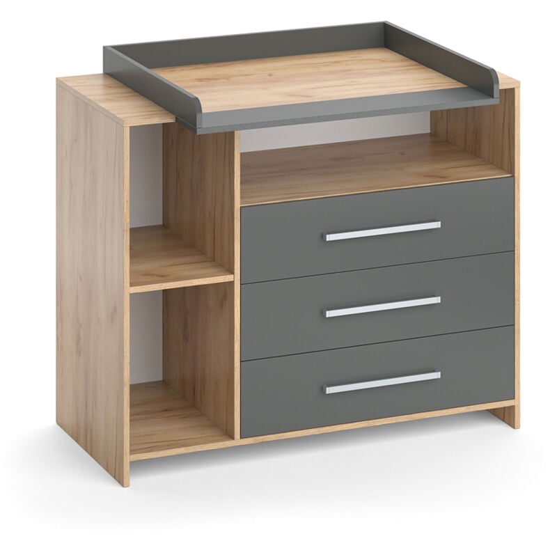 Vicco - Wickelkommode Oskar, Goldkraft Eiche, 113 x 100 cm