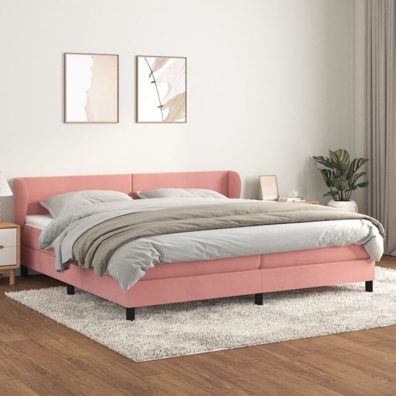 Boxspringbett mit Matratze Rosa 200x200 cm Samt Vidaxl