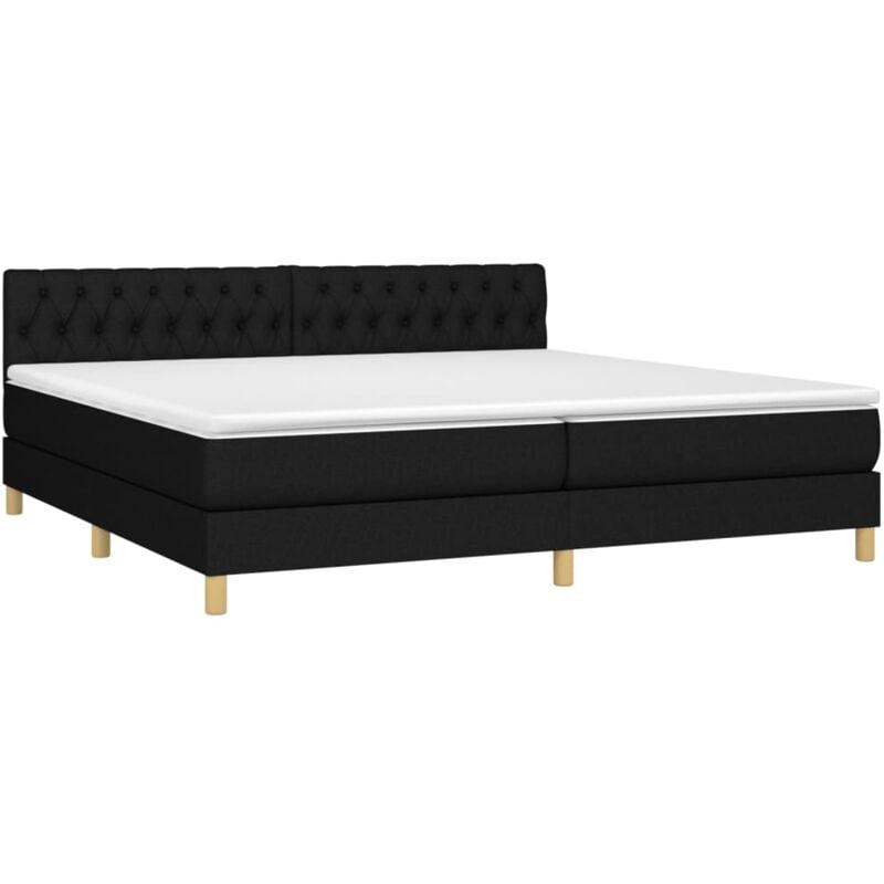 Boxspringbett mit Matratze Schwarz 200x200 cm Stoff vidaXL