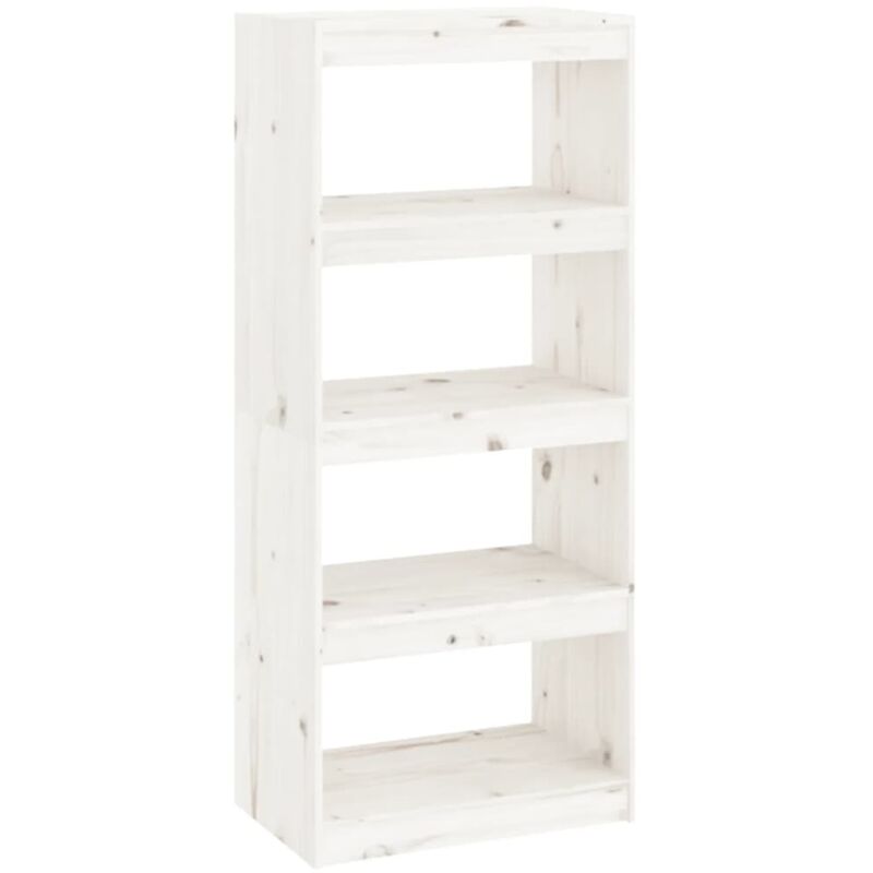 Bücherregal/Raumteiler Weiß 60x30x135,5 cm Massivholz Kiefer - Vidaxl