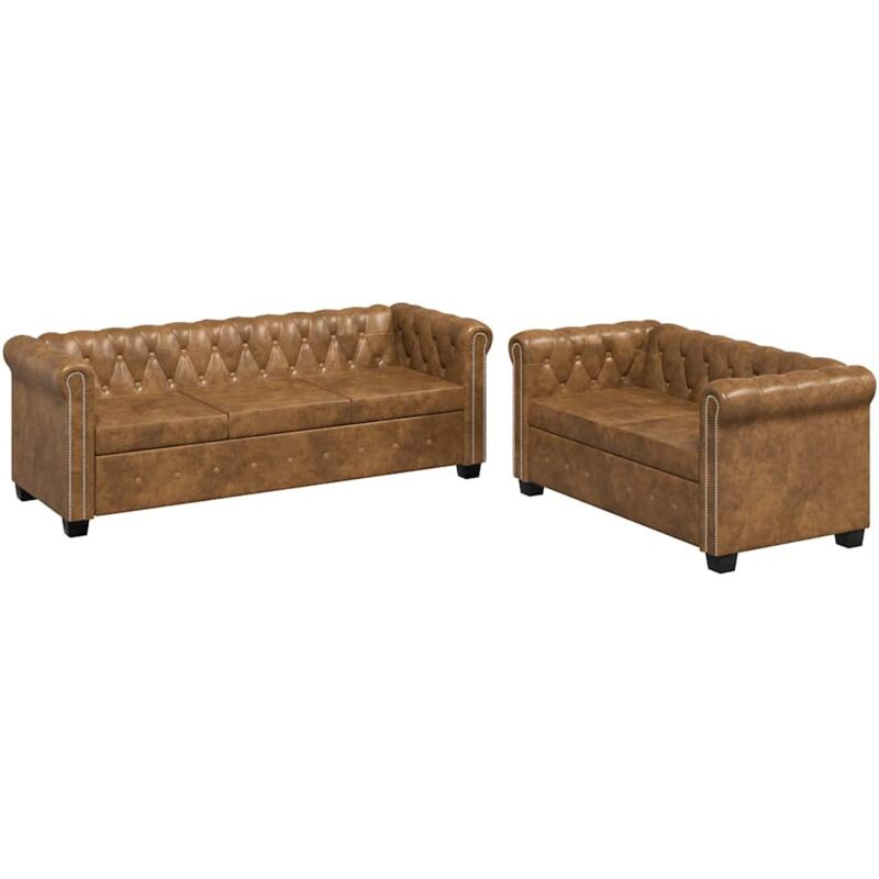 Chesterfield-Sofas 2-Sitzer und 3-Sitzer Braun Vidaxl