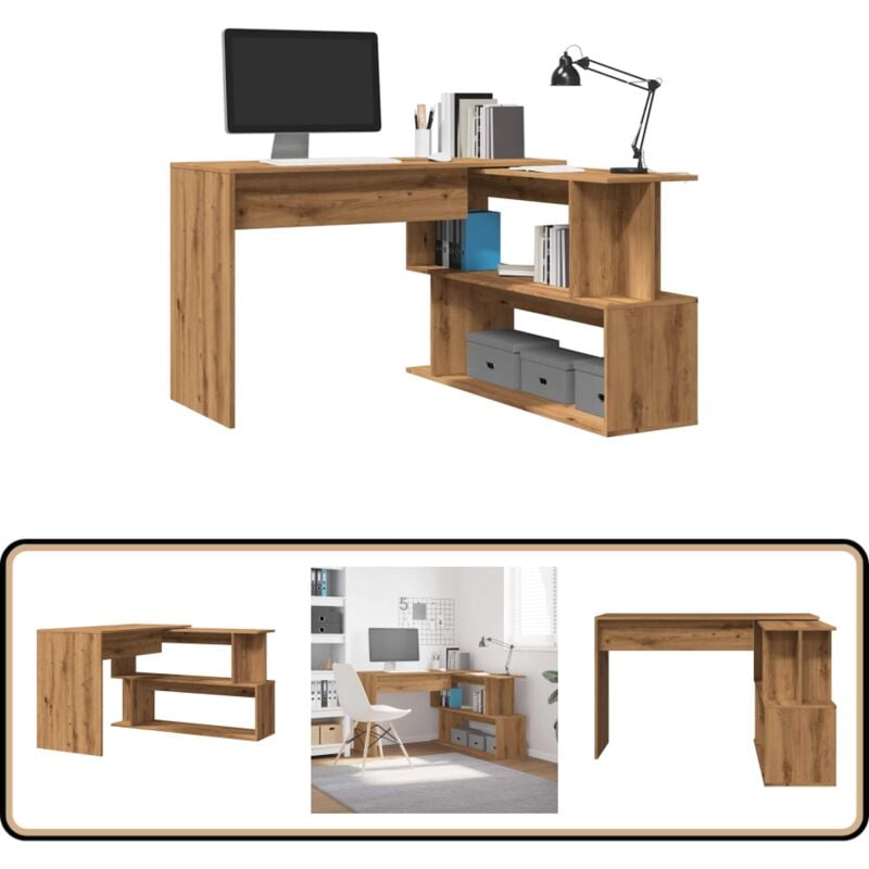 Vidaxl - Eckschreibtisch Artisan-Eiche 200,5x50x76 cm Holzwerkstoff