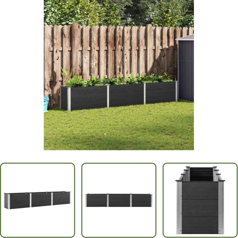 vidaXL WPC - Garten-Hochbeet 300x50x54 cm WPC Grau