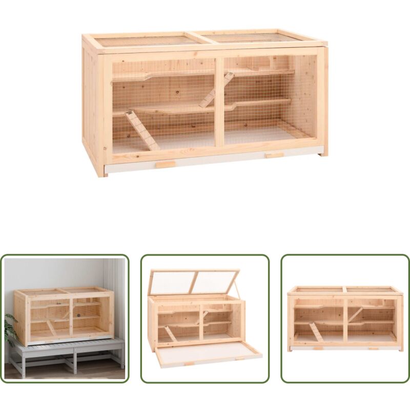 vidaXL Hamsterhaus - Hamsterkäfig 104 x 52 x 54 cm Massivholz Tanne