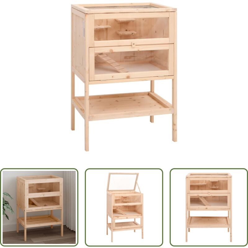 Holzhamsterkäfig - Hamsterkäfig 55 x 40 x 80 cm Massivholz Tanne