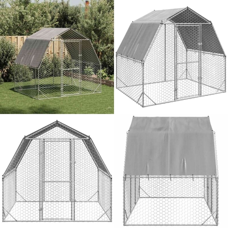 Hühnerstall mit Dach 2,5x2x2,25 m Verzinkter Stahl - Vidaxl