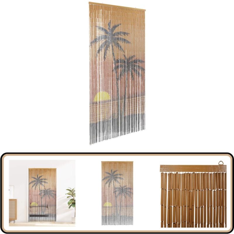 Insekten-Türvorhang Palmendruck 90x220 cm Bambus - Vidaxl