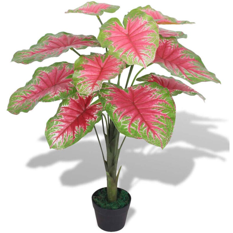 Künstliche Caladium Pflanze mit Topf 85 cm Rot und Grün vidaXL