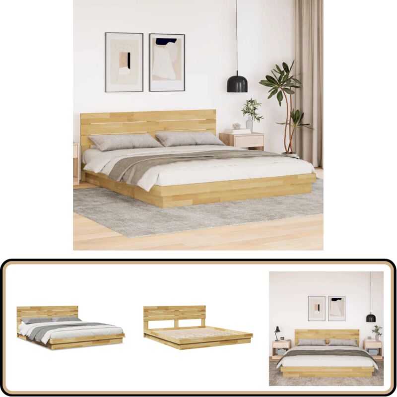 Massivholzbett mit Kopfteil ohne Matratze 180x200 cm Eichenholz - Vidaxl