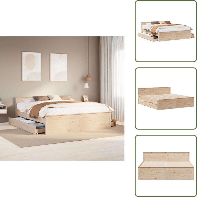 The Living Store - vidaXL Massivholzbett ohne Matratze mit Kopfteil 200x200 cm