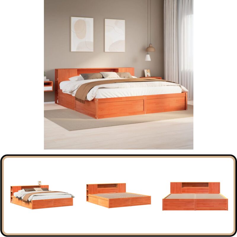 Vidaxl - Massivholzbett ohne Matratze Wachsbraun 200x200 Kiefernholz