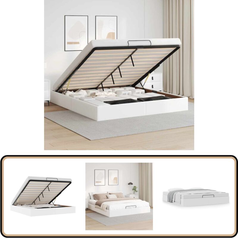 vidaXL Ottoman-Bett ohne Matratze Weiß 200x200 cm Kunstleder