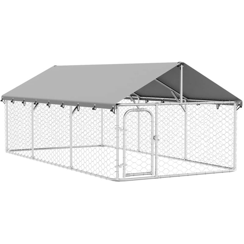 Outdoor-Hundezwinger mit Dach 400x200x150 cm vidaXL