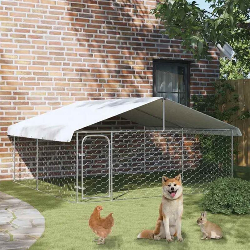 Outdoor-Hundezwinger mit Dach 300x300x150 cm - Vidaxl