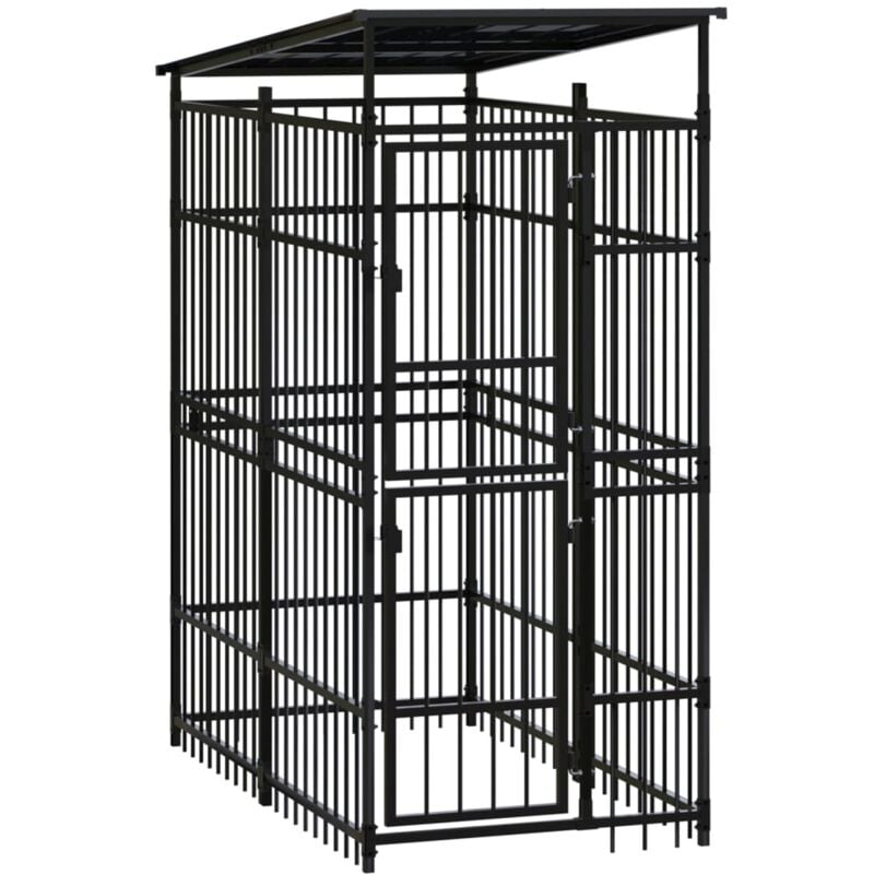 Outdoor-Hundezwinger mit Dach Stahl 1,84 m² - Vidaxl