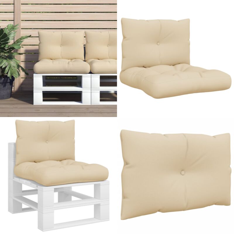 Palettenkissen 2-tlg. Beige Stoff - Vidaxl