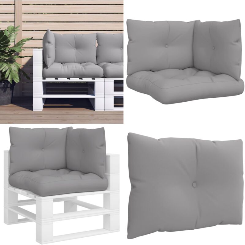 Palettenkissen 3-tlg. Grau Stoff - Vidaxl