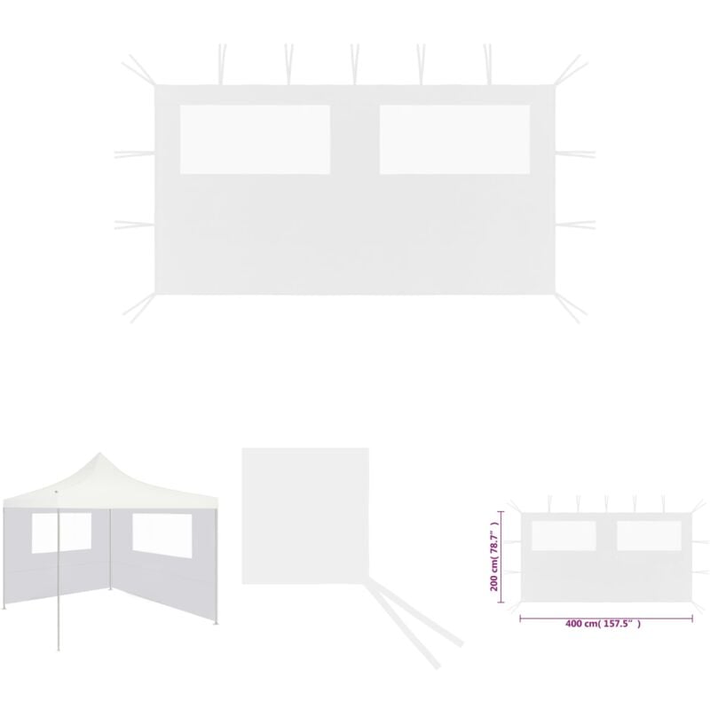 Devenirriche - The Living Store Pavillon-Seitenwand mit Fenstern 4x2 m Weiß - Pavillon-Rahmen - Weiß