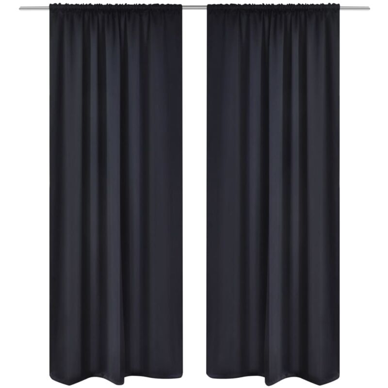 Verdunkelungs-Vorhänge mit Schlaufen 135 x 245 cm Schwarz blackout Vidaxl