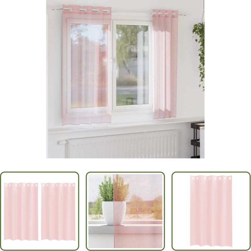 vidaXL Transparente Vorhänge - Voile Vorhänge mit Ösen 2 Stk. Hellrosa 140x175 cm