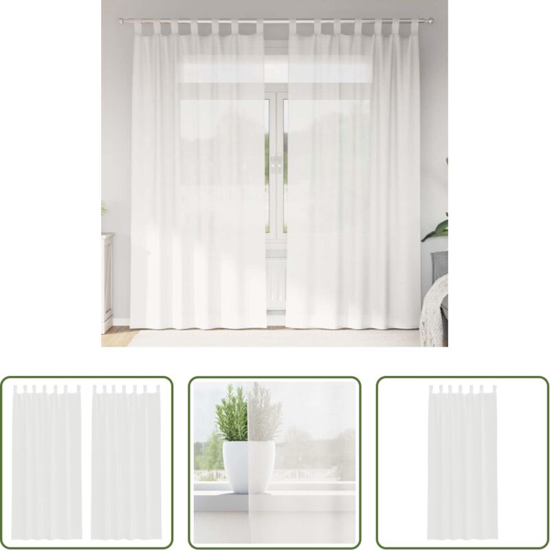 vidaXL Weiß Vorhänge - Voile Vorhänge mit Schlaufen 2 Stk. Weiß 140x225 cm