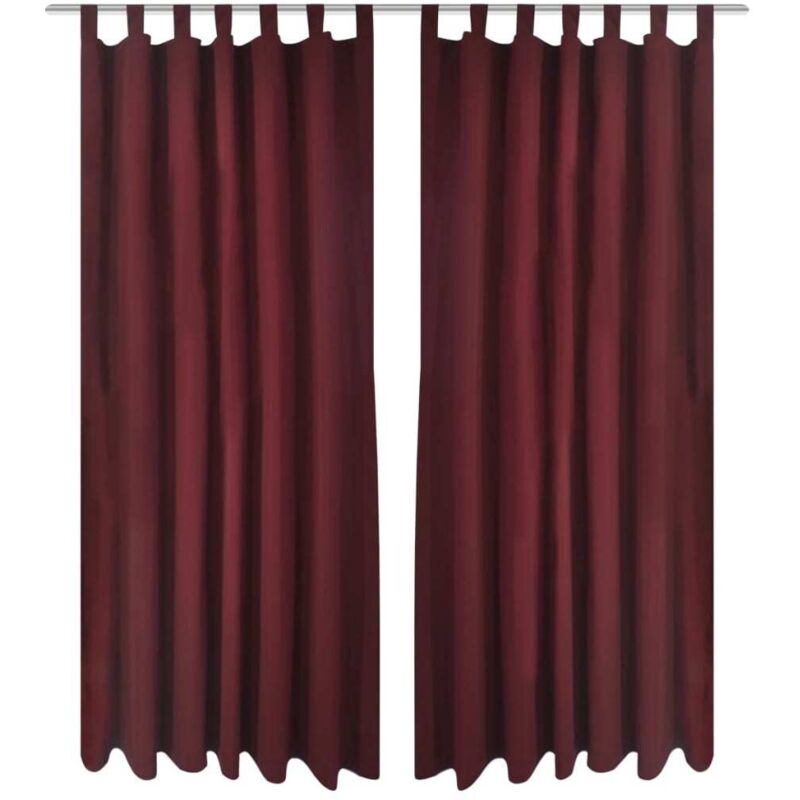 Vorhänge Gardinen aus Satin 2-teilig 140 x 245 cm Dunkelrot